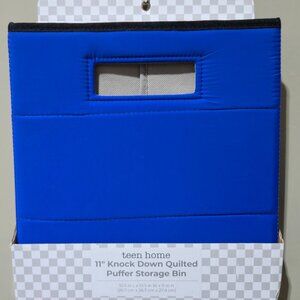 Teen Home 11" Blue Quilted & Puffer Texture Knock Down Cubby Storage Bin